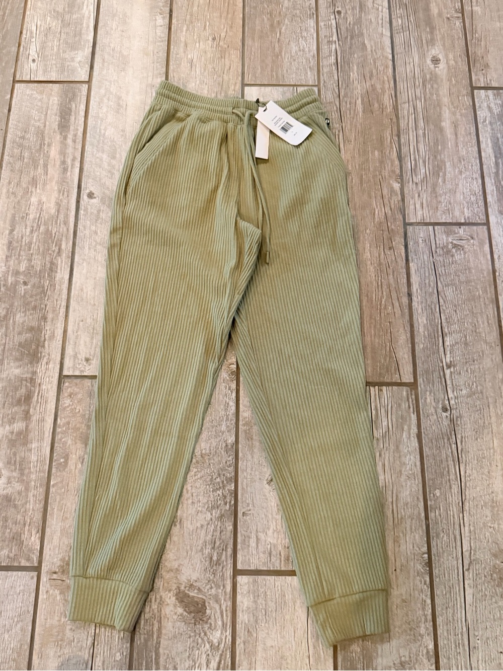Women’s Olive Ribbed Jogger Pants with Drawstring
